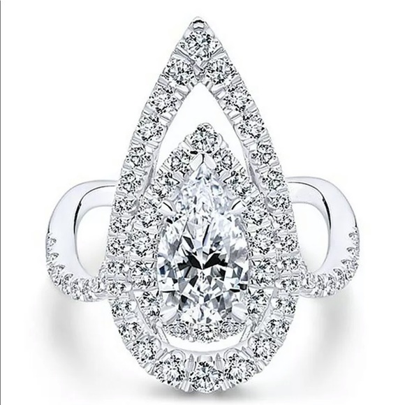 Women 925 Silver Wedding Band White Sapphire Ring - Picture 4 of 5